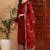 Maroon embroidered silk blend stitched readymade suit