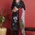 Black printed silk blend stitched readymade suit