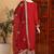 Maroon embroidered silk blend stitched readymade suit