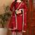 Maroon embroidered silk blend stitched readymade suit