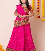 Pink Navratri Special Traditional Semi-Stitched Lehenga Choli