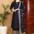 Blue embroidered silk blend stitched readymade suit