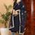 Blue embroidered silk blend stitched readymade suit