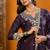 Purple embroidered silk blend stitched readymade suit