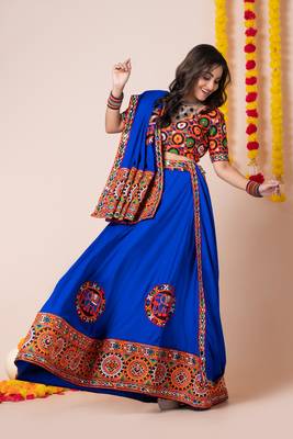 Blue Navratri Special Traditional Semi-Stitched Lehenga Choli 1