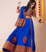 Blue Navratri Special Traditional Semi-Stitched Lehenga Choli