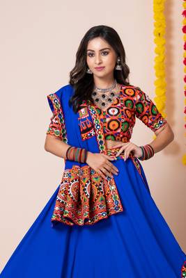 Blue Navratri Special Traditional Semi-Stitched Lehenga Choli 2