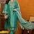 Teal embroidered silk blend stitched readymade suit