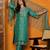 Teal embroidered silk blend stitched readymade suit