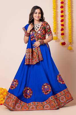 Blue Navratri Special Traditional Semi-Stitched Lehenga Choli 3