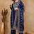 Blue plain silk blend stitched readymade suit