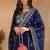 Blue plain silk blend stitched readymade suit