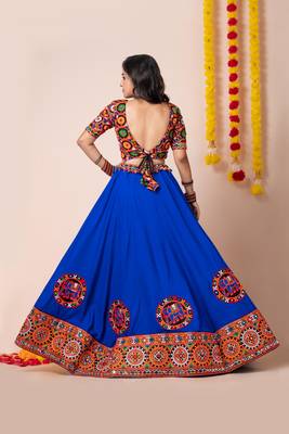 Blue Navratri Special Traditional Semi-Stitched Lehenga Choli 4