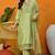 Green embroidered silk blend stitched readymade suit