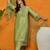 Green embroidered silk blend stitched readymade suit