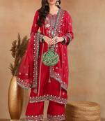 Pink plain silk blend stitched readymade suit