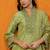 Green embroidered silk blend stitched readymade suit