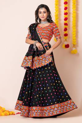 Black Navratri Special Traditional Semi-Stitched Lehenga Choli 1