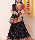 Black Navratri Special Traditional Semi-Stitched Lehenga Choli