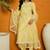Yellow embroidered organza stitched readymade suit