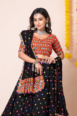 Black Navratri Special Traditional Semi-Stitched Lehenga Choli 2