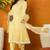 Yellow embroidered organza stitched readymade suit