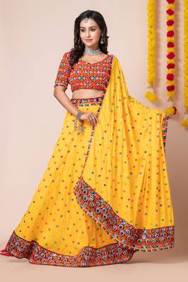 Yellow Embroidered Navratri Lehenga Choli 1