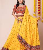 Yellow Embroidered Navratri Lehenga Choli