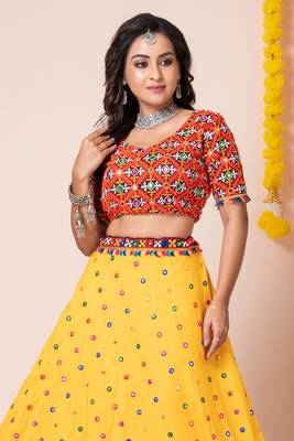 Yellow Embroidered Navratri Lehenga Choli 2