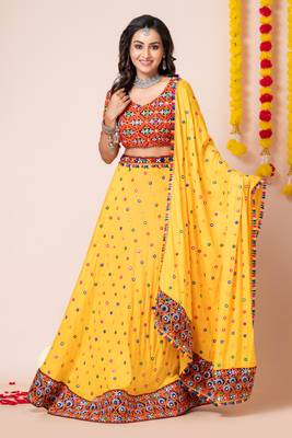 Yellow Embroidered Navratri Lehenga Choli 3