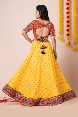 Yellow Embroidered Navratri Lehenga Choli 4