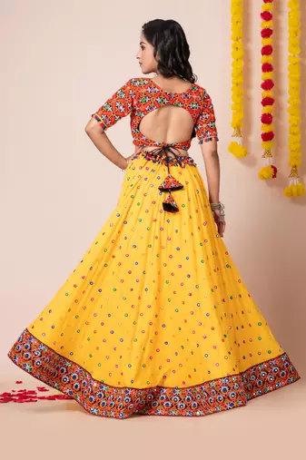 Yellow Embroidered Navratri Lehenga Choli