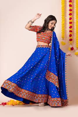 Blue Navratri Special Traditional Semi-Stitched Lehenga Choli 1