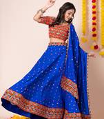 Blue Navratri Special Traditional Semi-Stitched Lehenga Choli