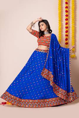 Blue Navratri Special Traditional Semi-Stitched Lehenga Choli 2