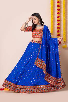 Blue Navratri Special Traditional Semi-Stitched Lehenga Choli 3