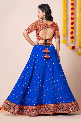 Blue Navratri Special Traditional Semi-Stitched Lehenga Choli