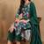 Green printed polyester stitched readymade suit