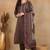 Grey printed blended cotton stitched readymade suit