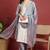 Grey embroidered viscose rayon stitched readymade suit