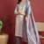 Grey embroidered viscose rayon stitched readymade suit
