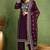 Purple embroidered silk blend stitched readymade suit