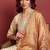 Brown embroidered viscose rayon stitched readymade suit