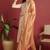 Brown embroidered viscose rayon stitched readymade suit