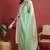 Green embroidered viscose rayon stitched readymade suit