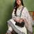 White embroidered silk blend stitched readymade suit