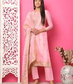 pink silk jacquard dress material