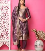 violet silk jacquard dress material