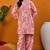 Pink printed rayon stitched readymade suit