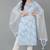 Blue printed rayon stitched readymade suit